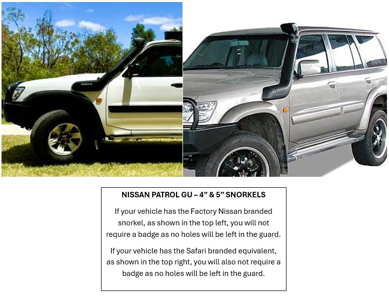 Nissan Patrol GU S1-4 (ZD30/TD42) 4" Cover up / Rounded Guard Entry Snorkel