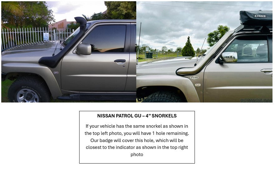 Nissan Patrol GU S1-4 - DUALS - Cover up / Rounded Guard Entry Snorkels - Seamless Powder Coated