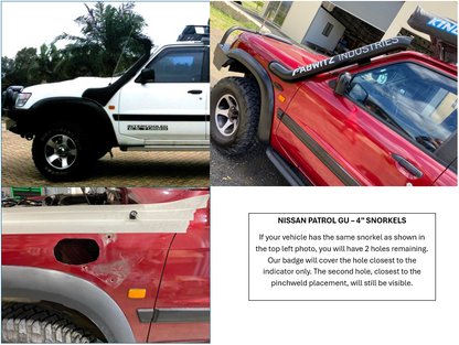 Nissan Patrol GU S1-4 - DUALS - Cover up / Rounded Guard Entry Snorkels - Seamless Powder Coated