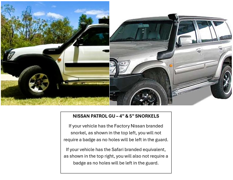 Nissan Patrol GU S1-4 - DUALS - Cover up / Rounded Guard Entry Snorkels - Seamless Powder Coated