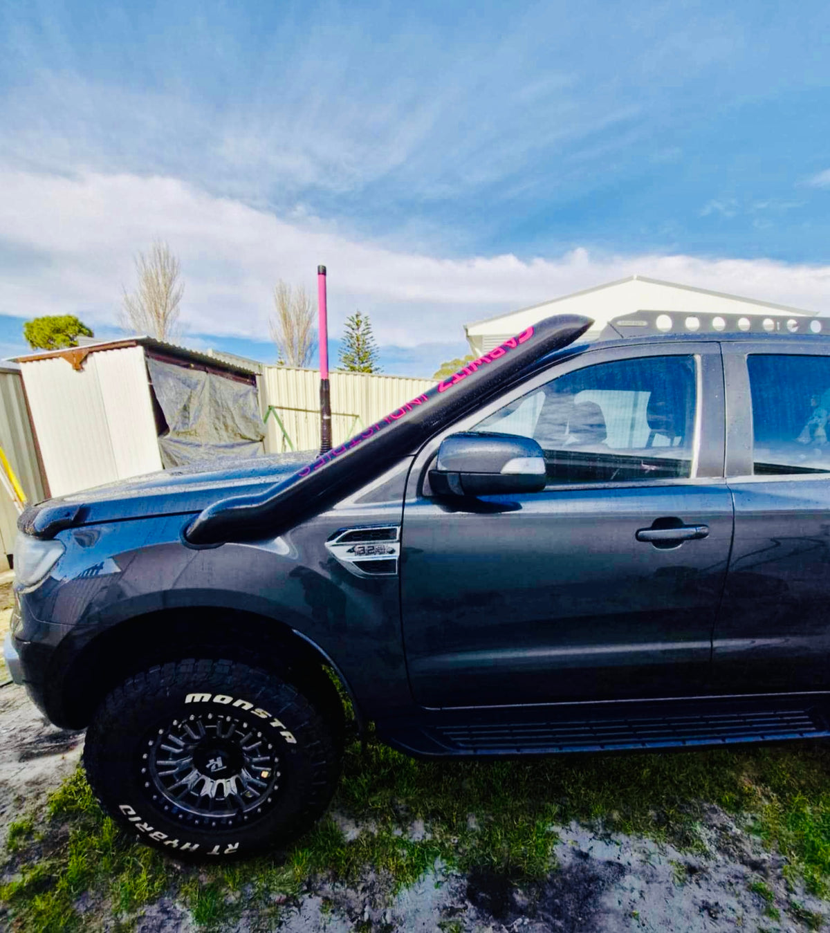 Ford PX Ranger (Bi-Turbo WildTrak) - Mid Entry DUAL Snorkels - Basic Weld Powder Coated