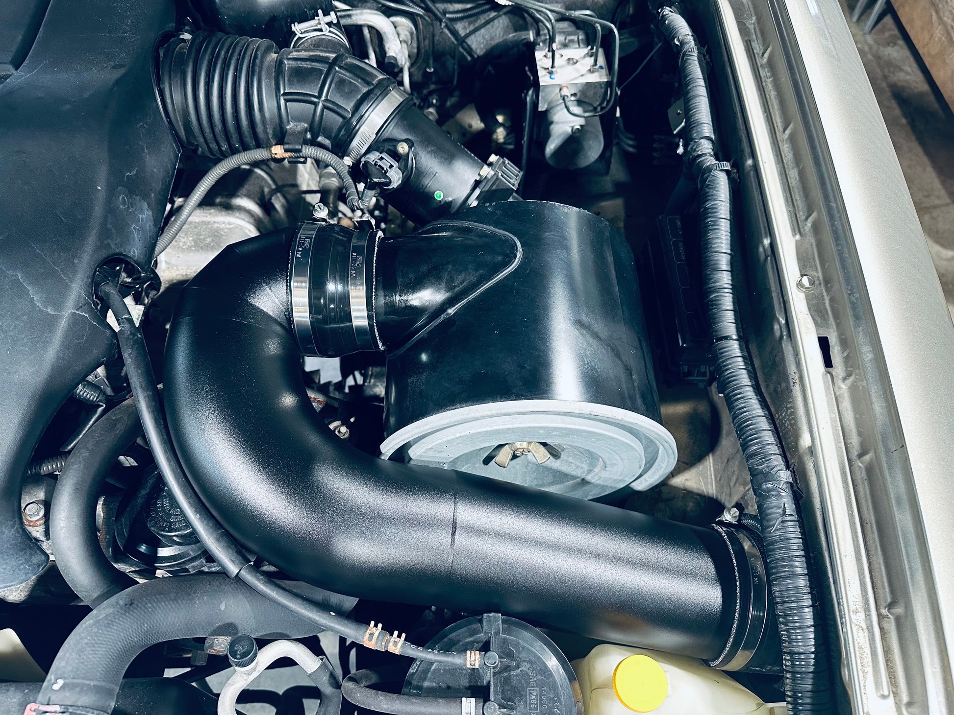 TB48 Factory airbox with supplied engine bay piece (comes in same finish as snorkel)